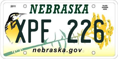 NE license plate XPF226