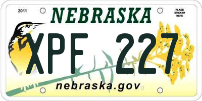 NE license plate XPF227