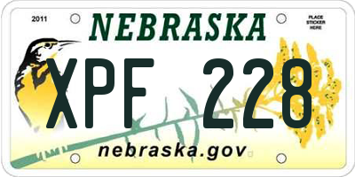 NE license plate XPF228