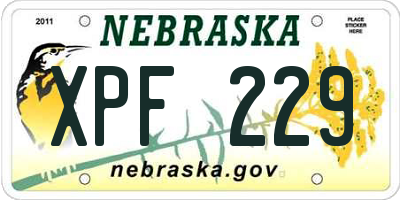 NE license plate XPF229