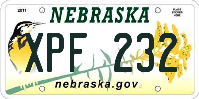 NE license plate XPF232