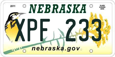 NE license plate XPF233