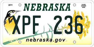 NE license plate XPF236