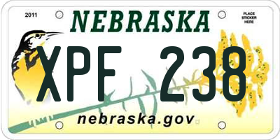 NE license plate XPF238