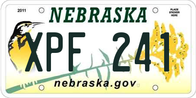 NE license plate XPF241