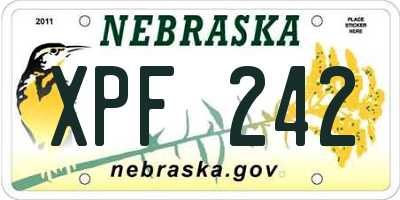 NE license plate XPF242