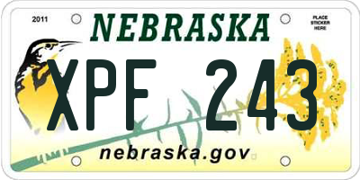 NE license plate XPF243