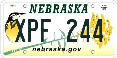 NE license plate XPF244