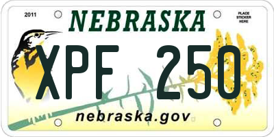 NE license plate XPF250