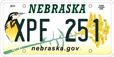 NE license plate XPF251