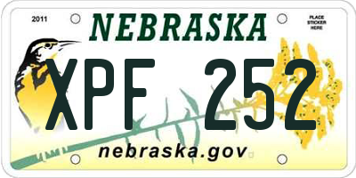 NE license plate XPF252
