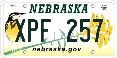 NE license plate XPF257