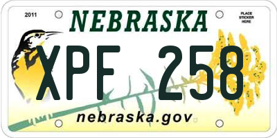 NE license plate XPF258
