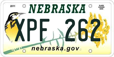 NE license plate XPF262