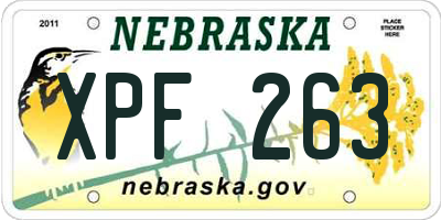 NE license plate XPF263