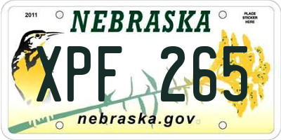 NE license plate XPF265