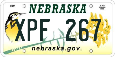 NE license plate XPF267