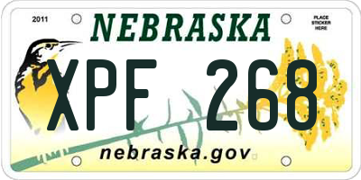 NE license plate XPF268