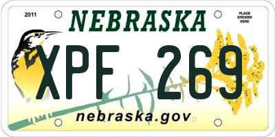 NE license plate XPF269
