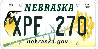 NE license plate XPF270