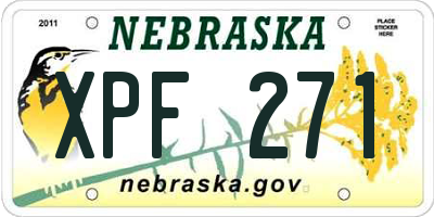 NE license plate XPF271