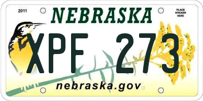 NE license plate XPF273