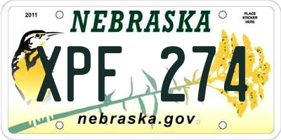 NE license plate XPF274