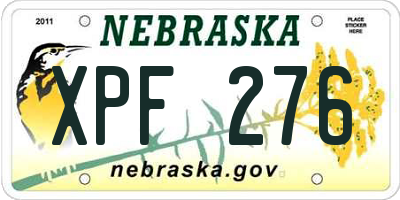 NE license plate XPF276