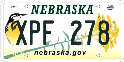 NE license plate XPF278