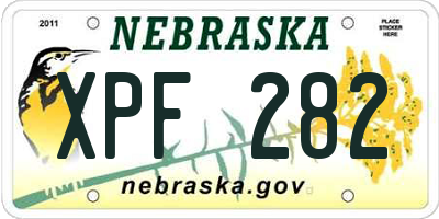 NE license plate XPF282