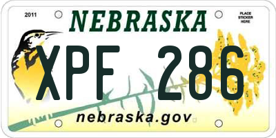 NE license plate XPF286