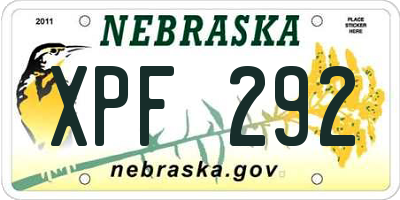 NE license plate XPF292