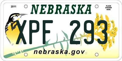 NE license plate XPF293