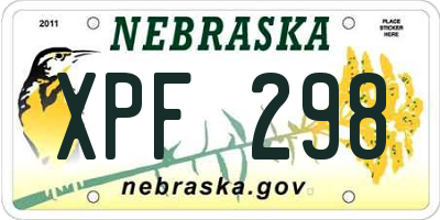 NE license plate XPF298