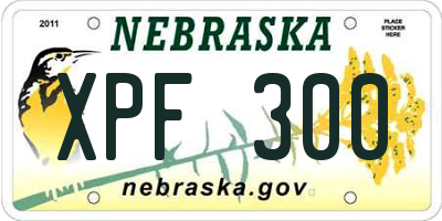 NE license plate XPF300