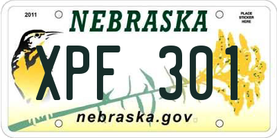 NE license plate XPF301