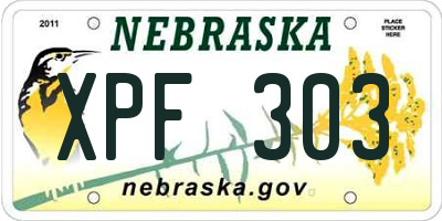 NE license plate XPF303