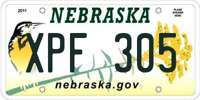 NE license plate XPF305