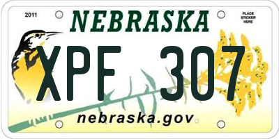 NE license plate XPF307