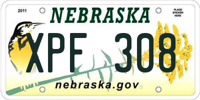 NE license plate XPF308