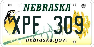 NE license plate XPF309