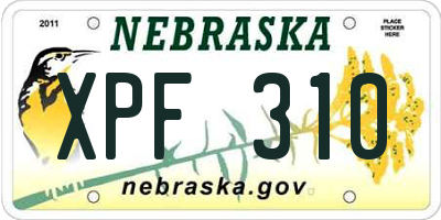 NE license plate XPF310