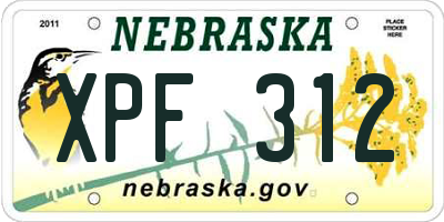 NE license plate XPF312