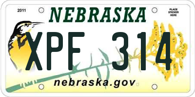 NE license plate XPF314