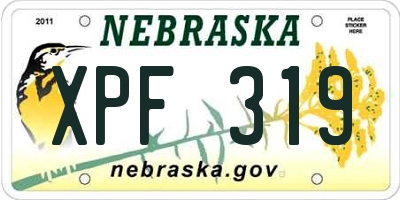 NE license plate XPF319