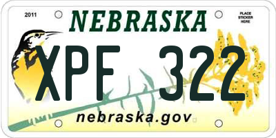 NE license plate XPF322