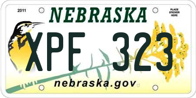 NE license plate XPF323