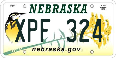 NE license plate XPF324