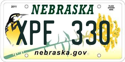 NE license plate XPF330