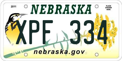 NE license plate XPF334